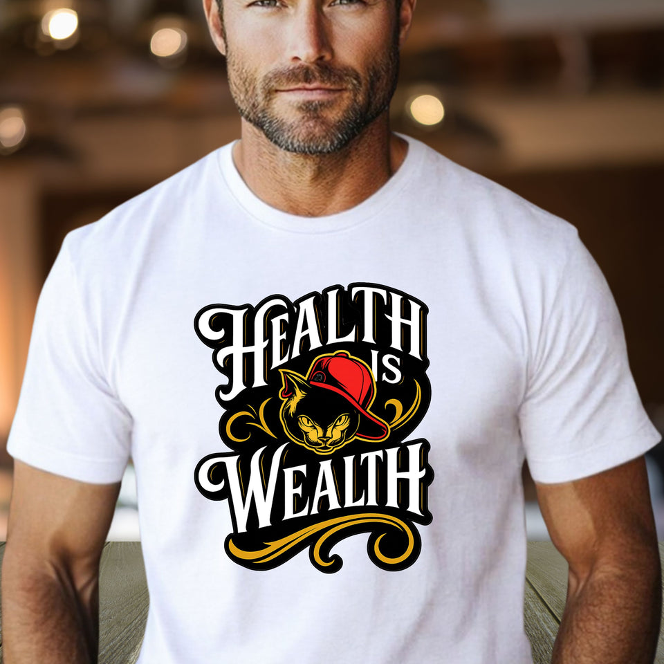 Health Is Wealth Gym Shirt – Motivational Fitness Tee for Men - Carter Lifestyle Solutions