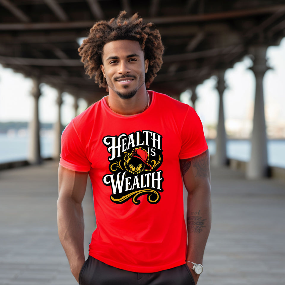 Health Is Wealth Gym Shirt – Motivational Fitness Tee for Men - Carter Lifestyle Solutions