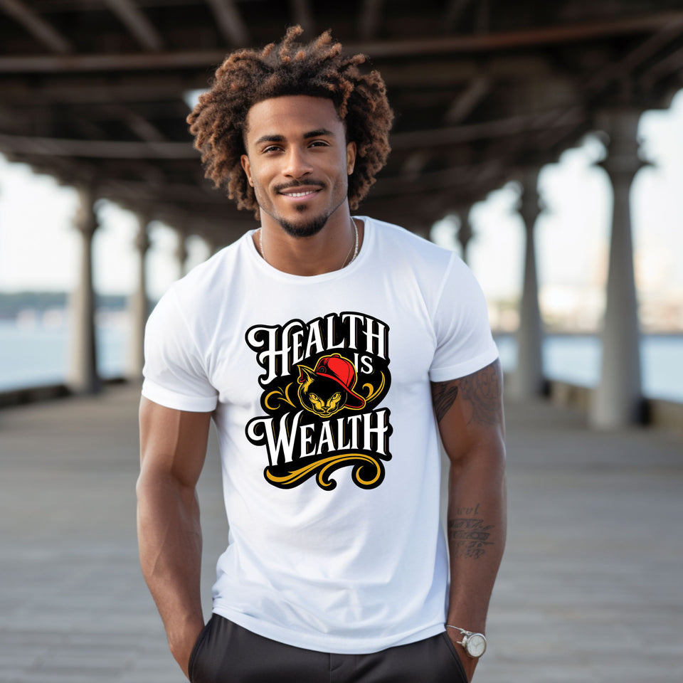 Health Is Wealth Gym Shirt – Motivational Fitness Tee for Men - Carter Lifestyle Solutions