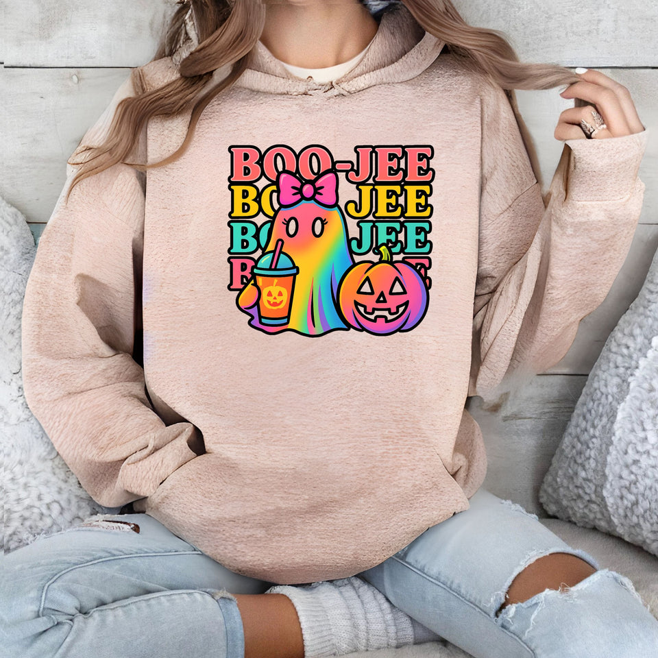 BOO-JEE Halloween Sweatshirt – Cute & Colorful Ghost Graphic - Carter Lifestyle Solutions