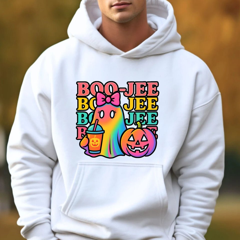 BOO-JEE Halloween Sweatshirt – Cute & Colorful Ghost Graphic - Carter Lifestyle Solutions